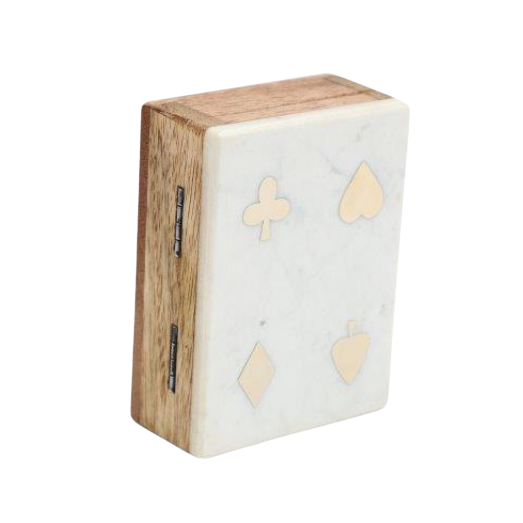 Marble Topped Box & Playing Cards