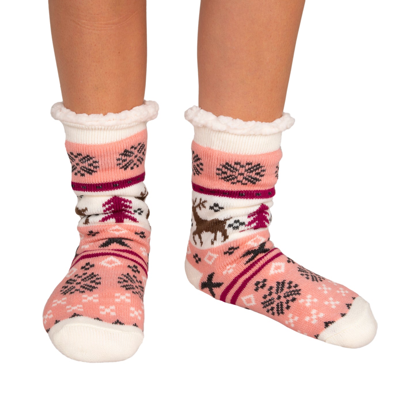 Sherpa Nordic Pink Slipper Socks