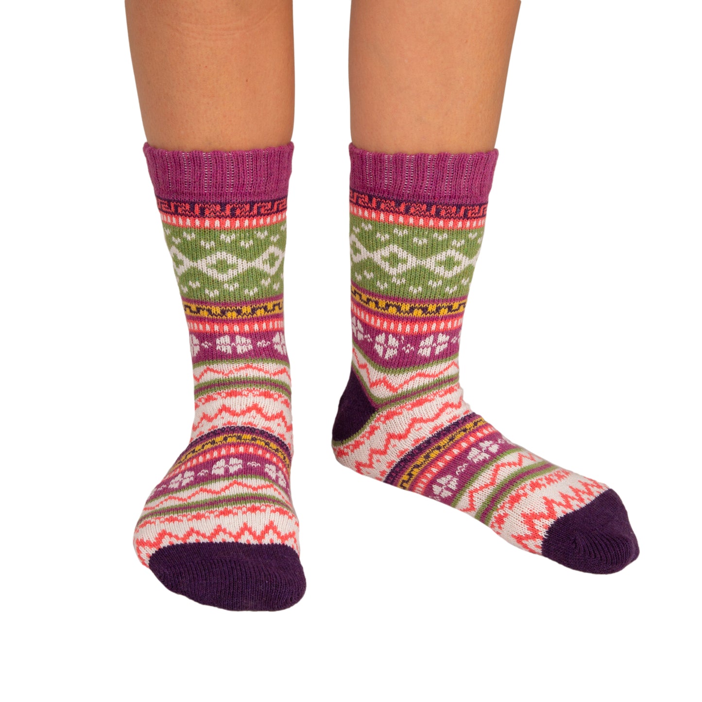 Fair Isles Patterned Purple Socks