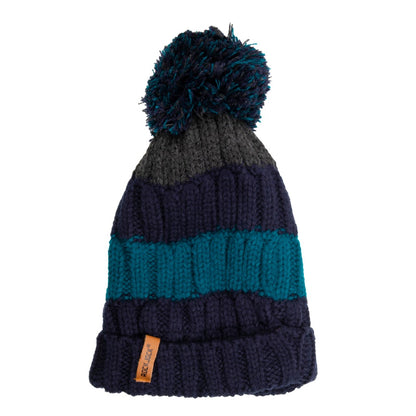 Kids Bobble Hat Chunky Navy Stripe