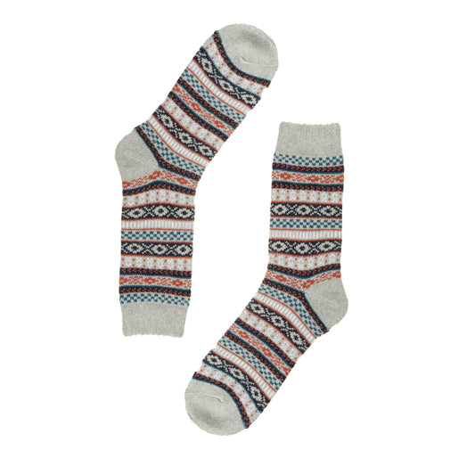 Fair Isles Patterned Grey Socks