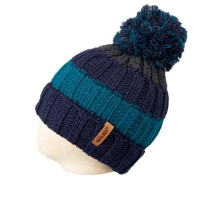 Kids Bobble Hat Chunky Navy Stripe