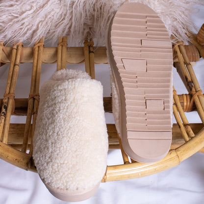 Pretty You London Sheepskin Natural Slippers