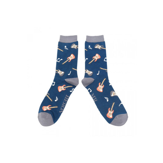 Mr Heron Navy Guitars Socks