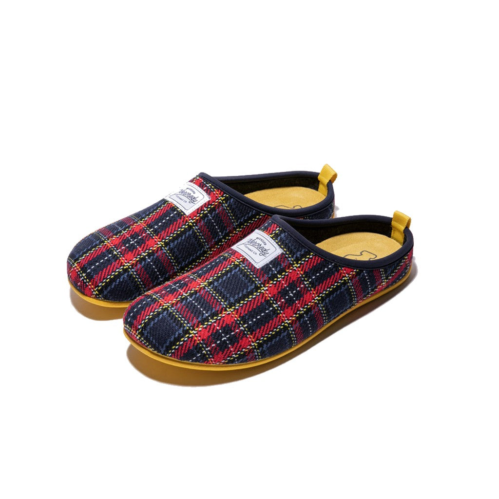 Mercredy Red Tartan & Yellow Slippers