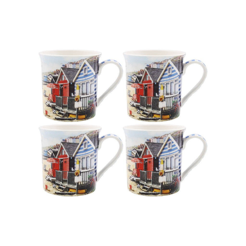 Sandy Bay Beach Hut Mugs (Set of 4) – Keep Cosy