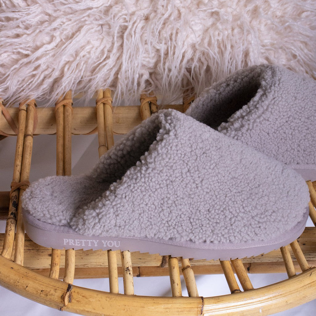 Pretty You London Sheepskin Truffle Slippers Keep Cosy